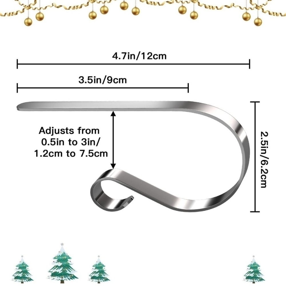 Christmas Stocking Holder Hooks Metal Hanging Hanger Clips for Home 4 Pack